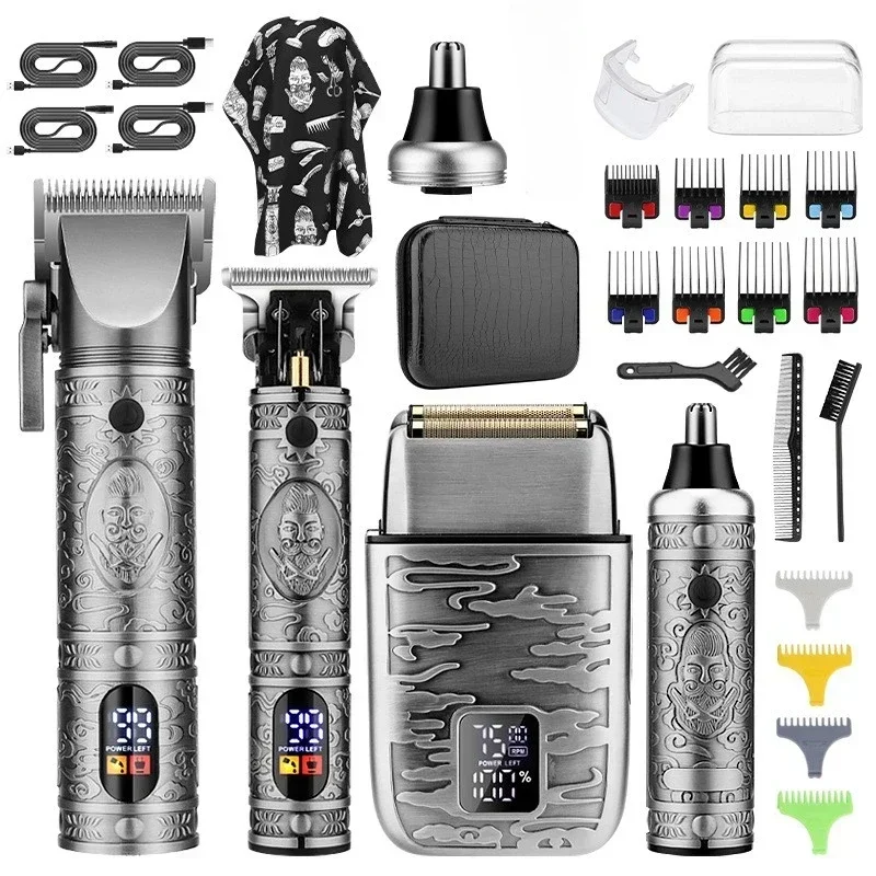 Resuxi 740 All Metal Hair Clippers Ears Nose Hair Trimmer Electric Shaver Set Wtih Bag Hair Cutting Machine Men\'s Grooming Tools