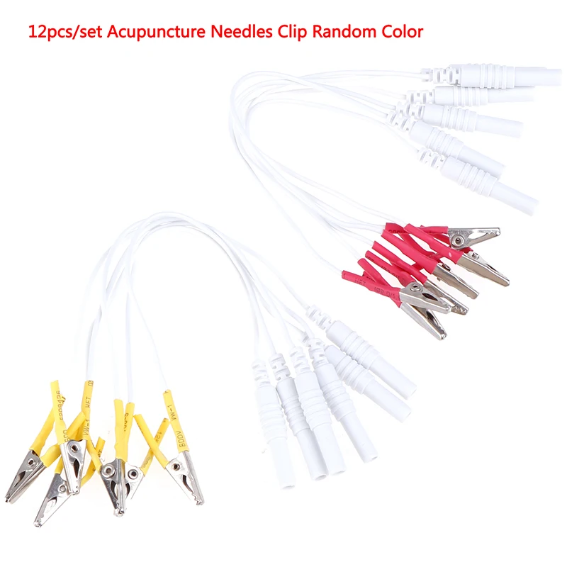 12Pcs/Set Alligator Clip Cable Electronic Acupuncture Treatment Instrument Random Color