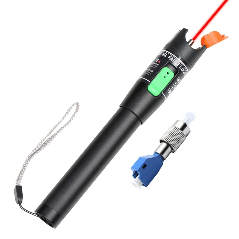 Visual Fault Locator, 30MW Optic Fiber Cable Tester With FC Male To LC Female Adapter, 30KM Red Light Source Meter