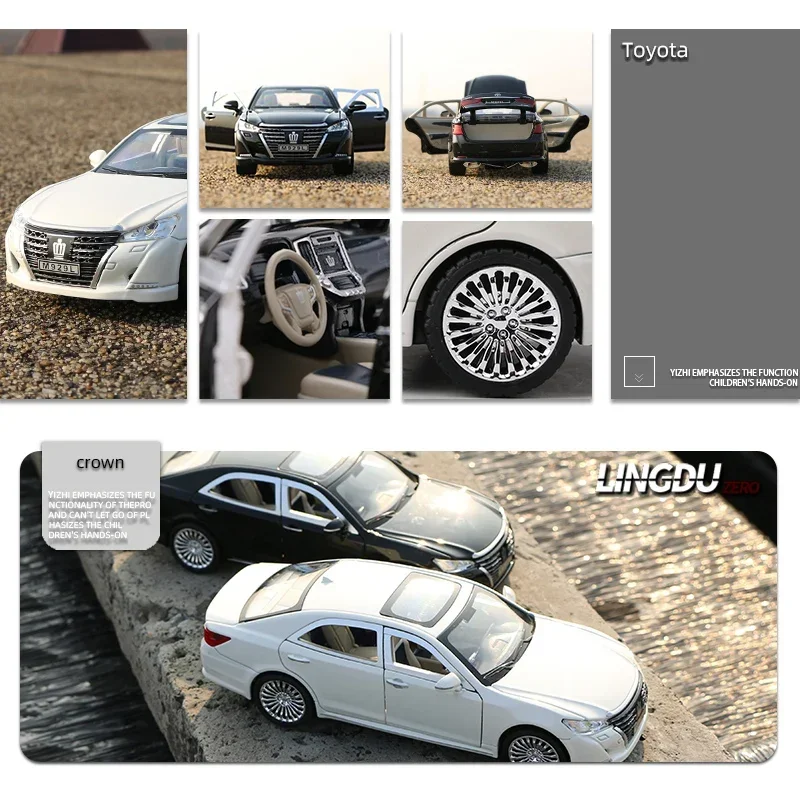 1:24 Toyota Crown Alloy Car Model Diecast Toy Metal Vehicles Car Model High Simulation Sound Light Collection Kids Toys Gift F19