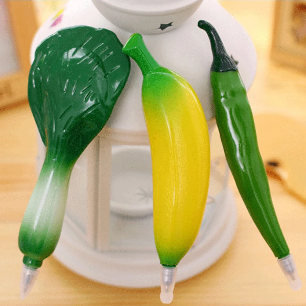 5Pcs Adorable Fruit Pens Long Lasting Student Stationery Supplies Writing Marking Cards Assorted Styles