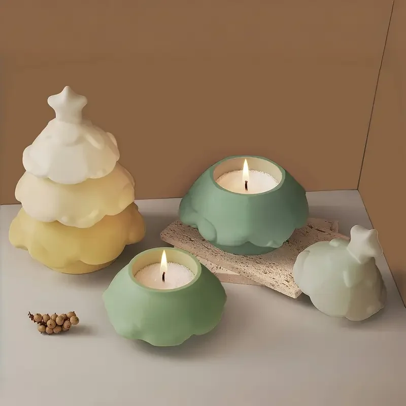 

Silicone Candle Holder Molds - Festive Christmas Tree & Star Designs, Perfect for DIY Crafts, Holiday Decor, and Candle Making,