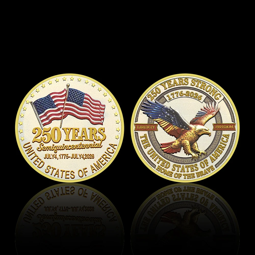 1776-2026 USA 250 Years Strong Commemorative Coin American Eagle Liberty Freedom Patriotic Collectible Coin Souvenir Gift