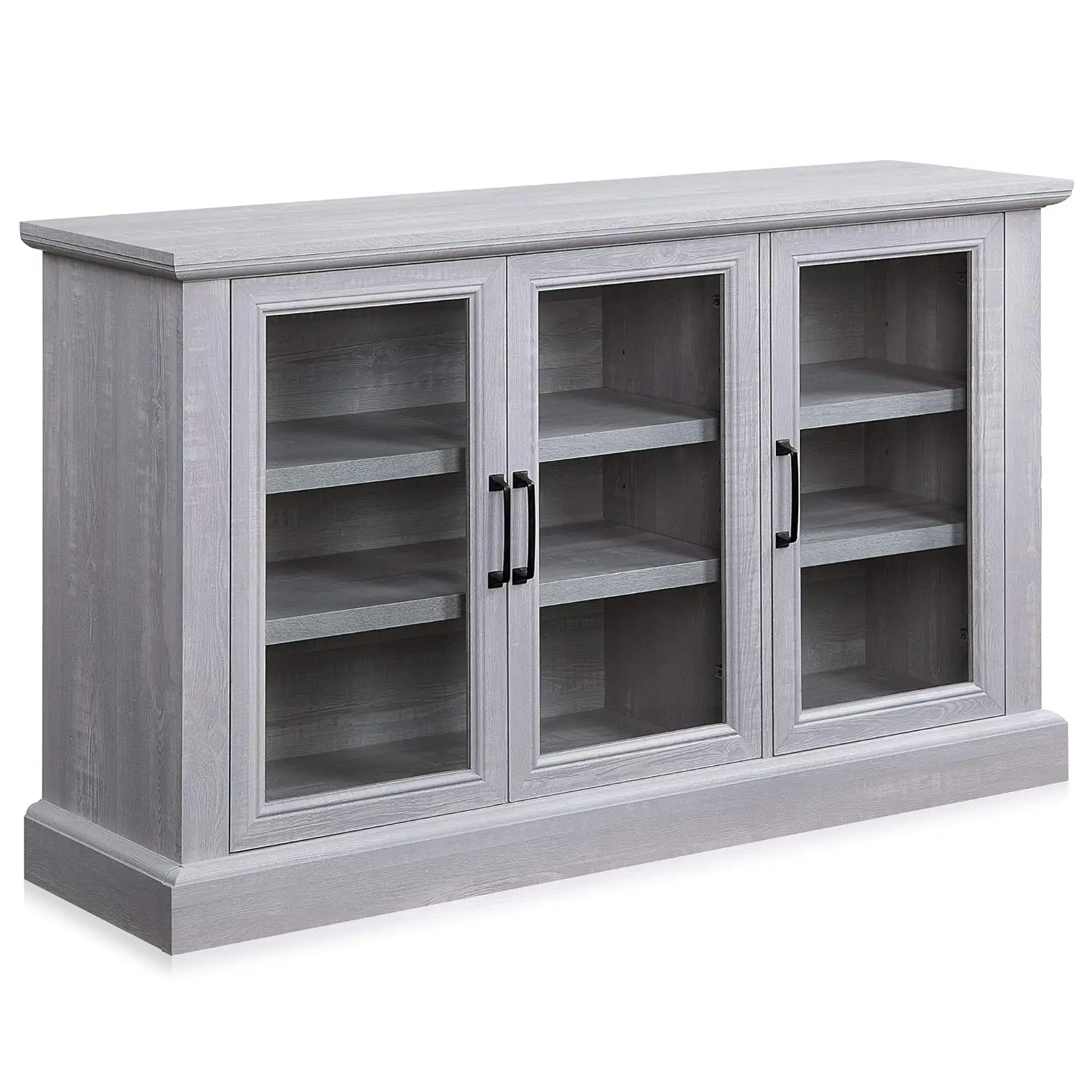 

55" Modern Wood Glass Sideboard Buffet Storage Cabinet Adjustable Shelves Dining Living Hallway, Customized