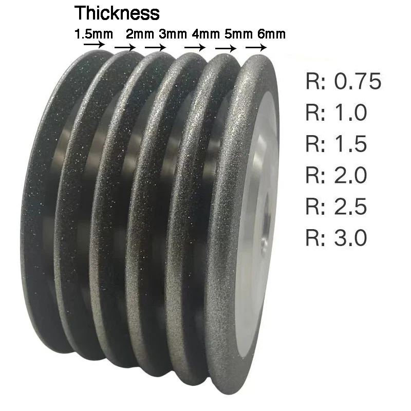 Imagem -05 - Semi-circular Liga Parafuso Entalho Ferramentas Diamante Rebolo Mandril 100 mm 125 mm 150 mm 20 mm 32 mm Sdc200 Sdc400