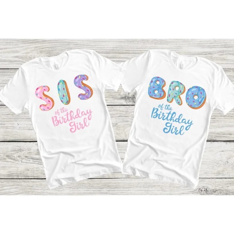 Lovely Two Sweet Donut Family T-Shirts Party Clothes Matching Set 2nd Birthday Girl Gift Mom Dad Bro Sister T Shirt