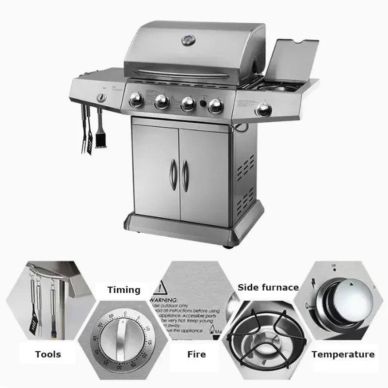 Furnace Commercial Carbon and Gas Stainless Steel Grill Outdoor Charcoal Barbecue Multifunctional Large Size  Braised Oven