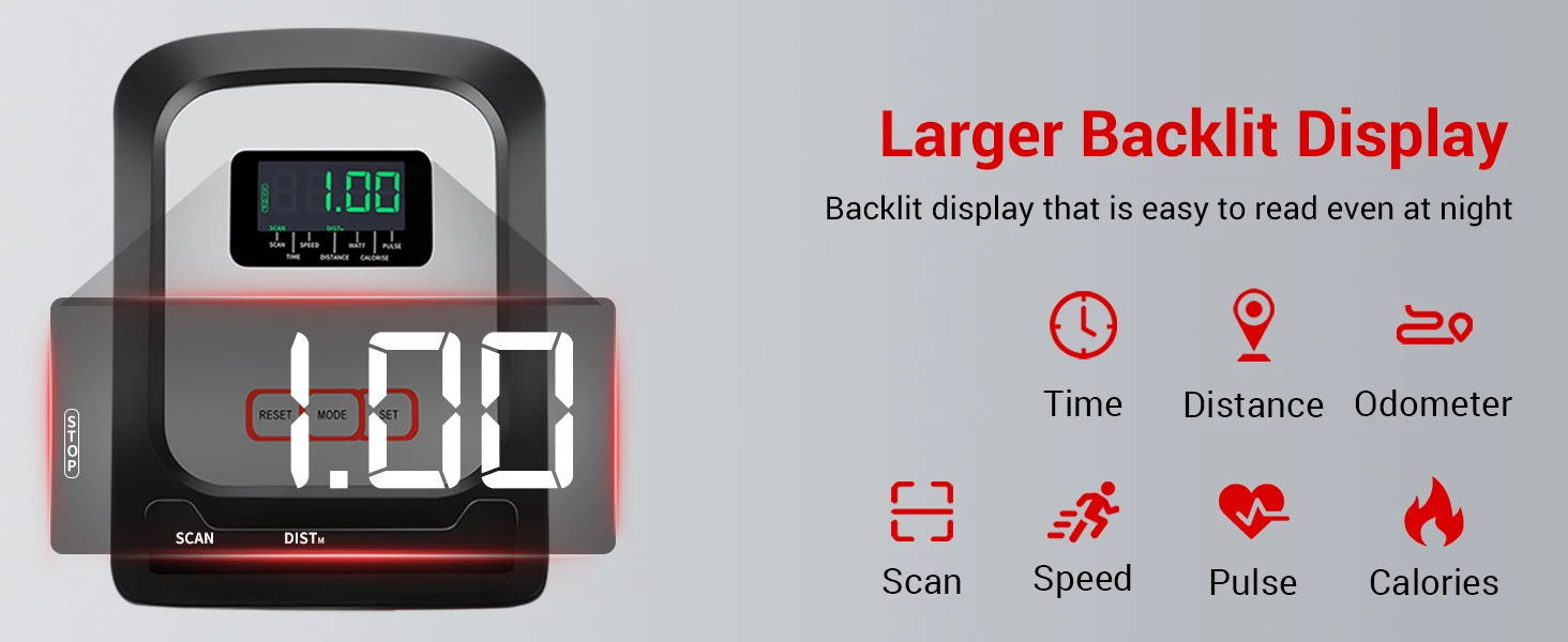 recumbent elliptical bike with backlit display
