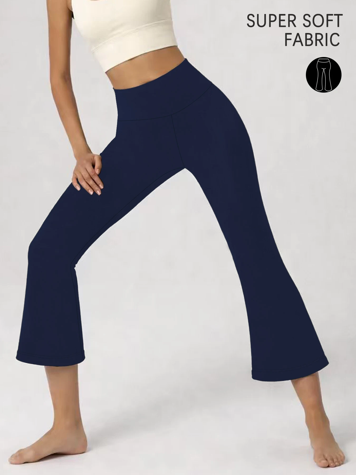 High Waisted Capri Pants For Women,Super Soft Tummy Control Flare Leggings,Workout Running Yoga Athletic Leggings