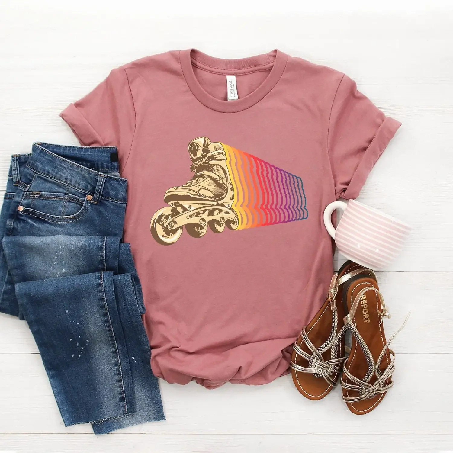 Skater T Shirt Roller Skate Derby 70S Skating Rollerblader Softstyle
