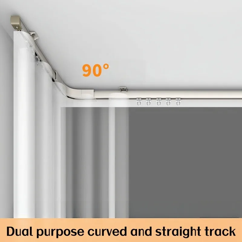 Ultra-thin 2.1MM Curtain Track Silent Sliding Inner Window Invisible Guide Aluminum Alloy Sliding Curtain Rod Custom Size