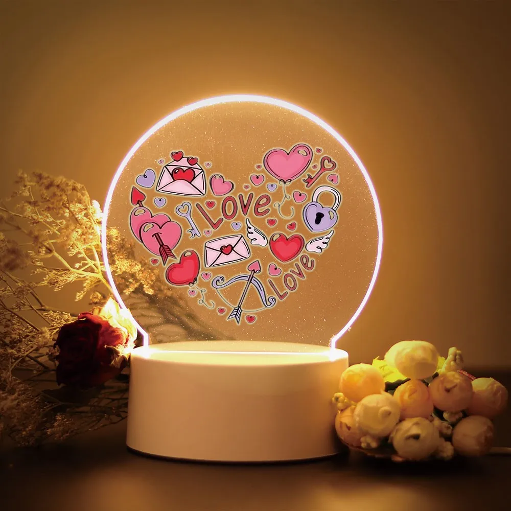 Luz LED nocturna con frase de oso de San Valentín táctil 3D para decoración de dormitorio, corona para amantes de la novia, lámpara con texto, regalo