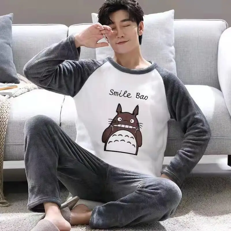 

Men Winter Clothing Men's Pajamas Homewear Man Clothes New Autumn Sportswear Teenager Coat Bath Clothes Casual Wear 2Pcs/set Y2K