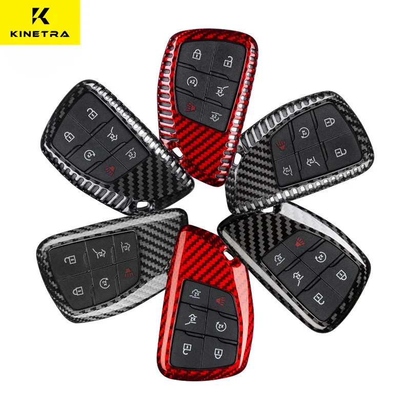 

For Chevrolet 2021-2024 GMC Yukon Denali Sierra RST Tahoe Carbon Fiber Car Key Case Cover Shell