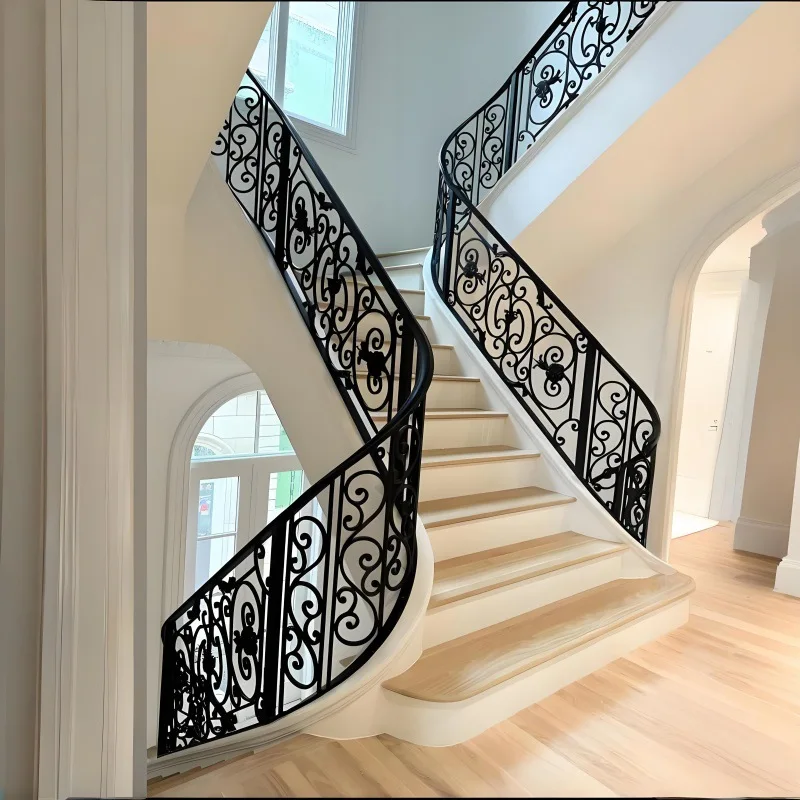 Duplex wrought iron staircase handrail Self-built building corridor guardrail Modern and simple