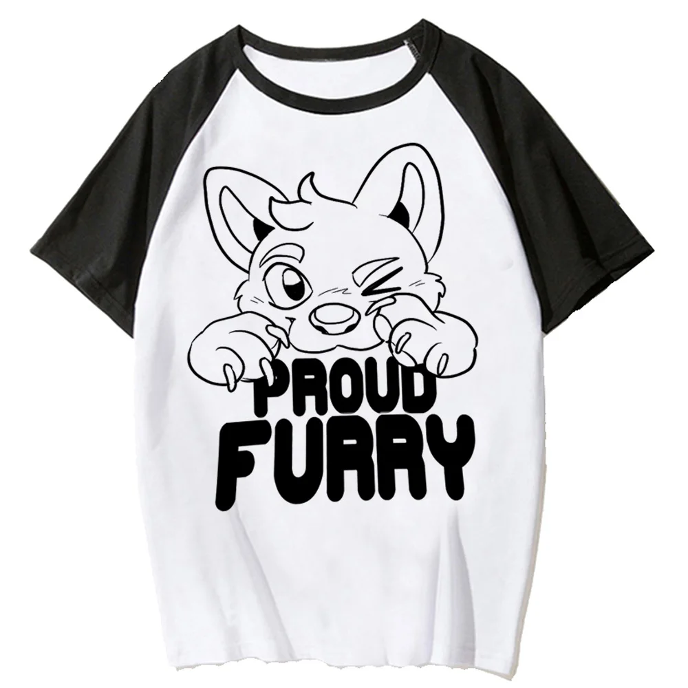 Furry t-shirts women funny designer top female streetwear clothing