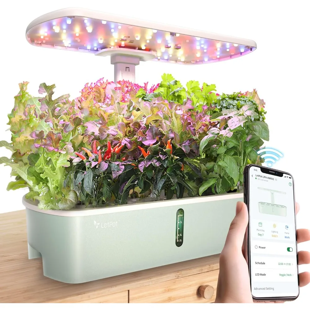 

Hydroponic Planting System Kit, Intelligent Indoor Garden Controlled By APP and WiFi,equipped with 24W Full Spectrum Growth Lamp