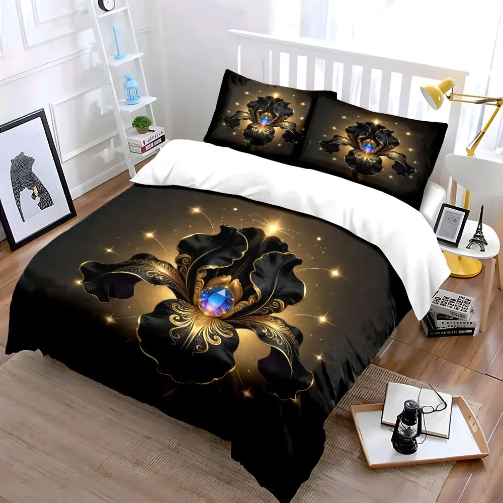 Elegant Floral-Inspired Decorative Set Soft Comfortable Duvet Cover Bedding Set Included 1*Duvet Cover & 2*Pillowcases, gift