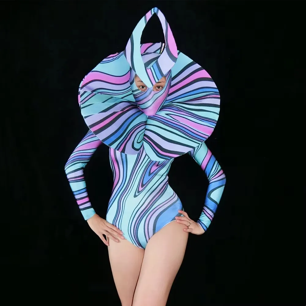 Body stampato da donna Costume cosplay per feste di Halloween Costume da spettacolo di carnevale Spettacolo di drag queen Abiti da spettacolo