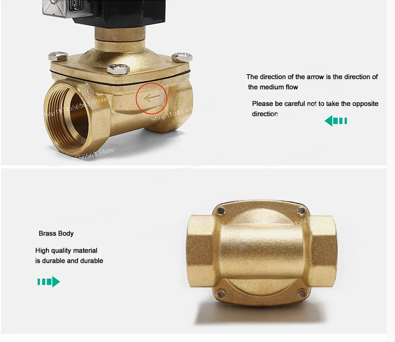 3/8" 1/2" 1" 1-1/2" 2" Brass Normally Open Solenoid Valve IP65 Pipe Control Switch Valve Water Valve 380V 240V 220V 110V 24V 12V