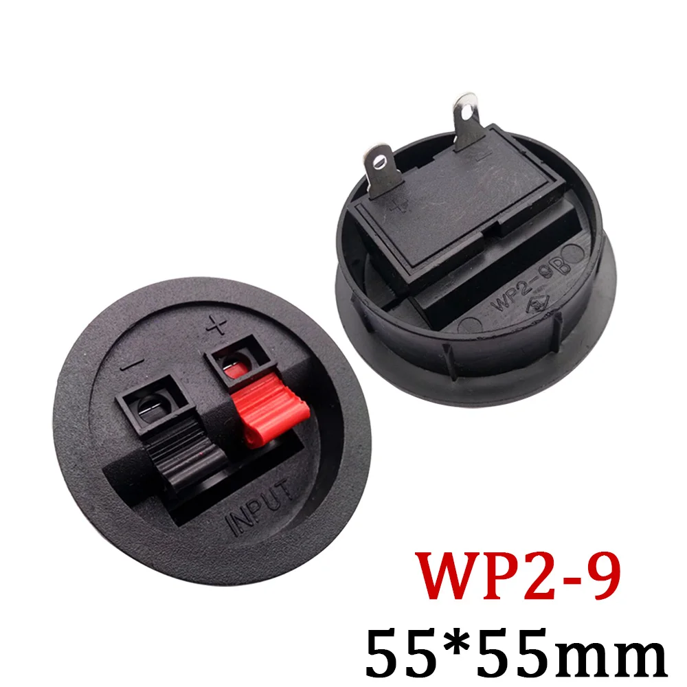 1/2/5Pcs Red + Black WP2-9 2Pin Circular Audio Junction Box Stereo Wire Terminal Plug Socket 2Pin Board Speaker Clip Connector