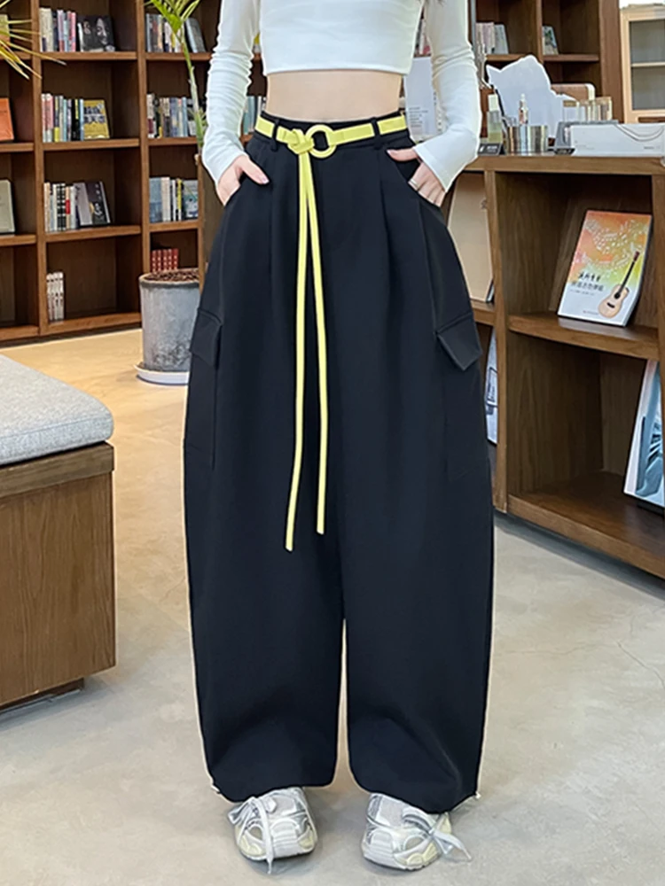 

Женские брюки-карго с высокой талией и широкими штанинами, весенне-осенние, свободного кроя, быстросохнущие, в американском стиле парашютиста