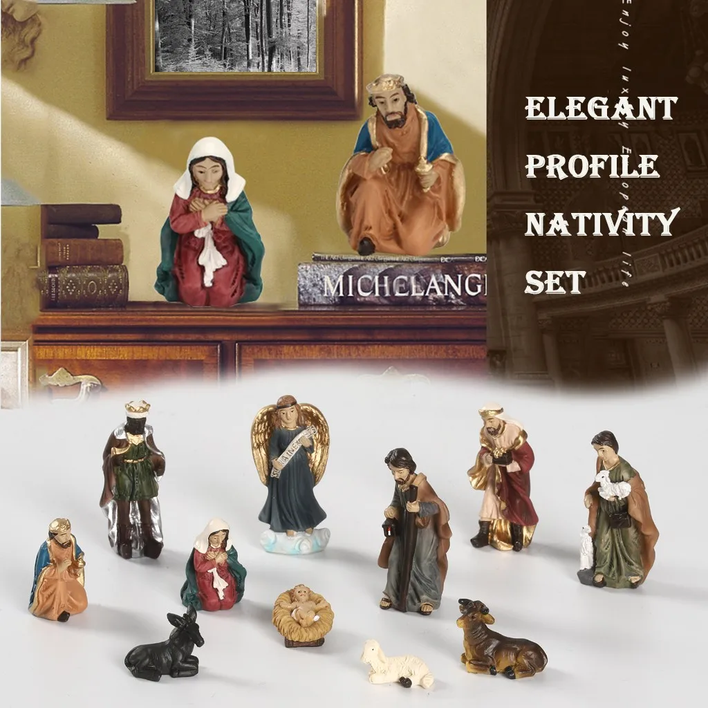 Elegant Profile Nativity Set Includes Holy Family Resin Decorative Figures