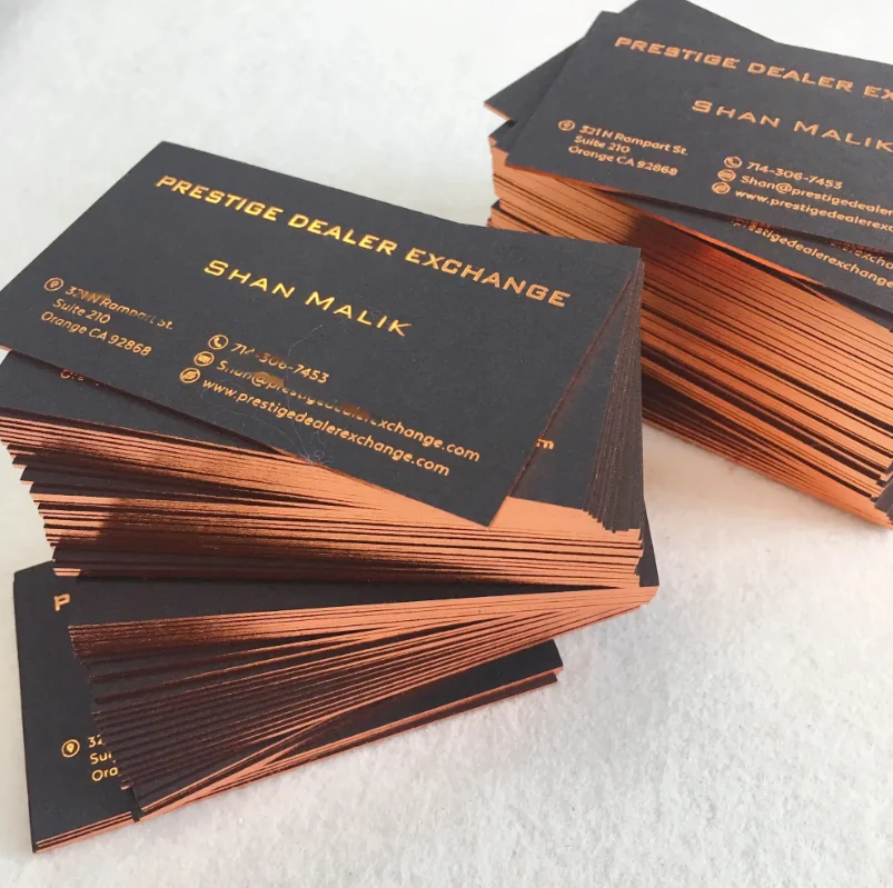 

Customized embossed hot stamping logo texture paper cotton business card edging hot stamping thank you card