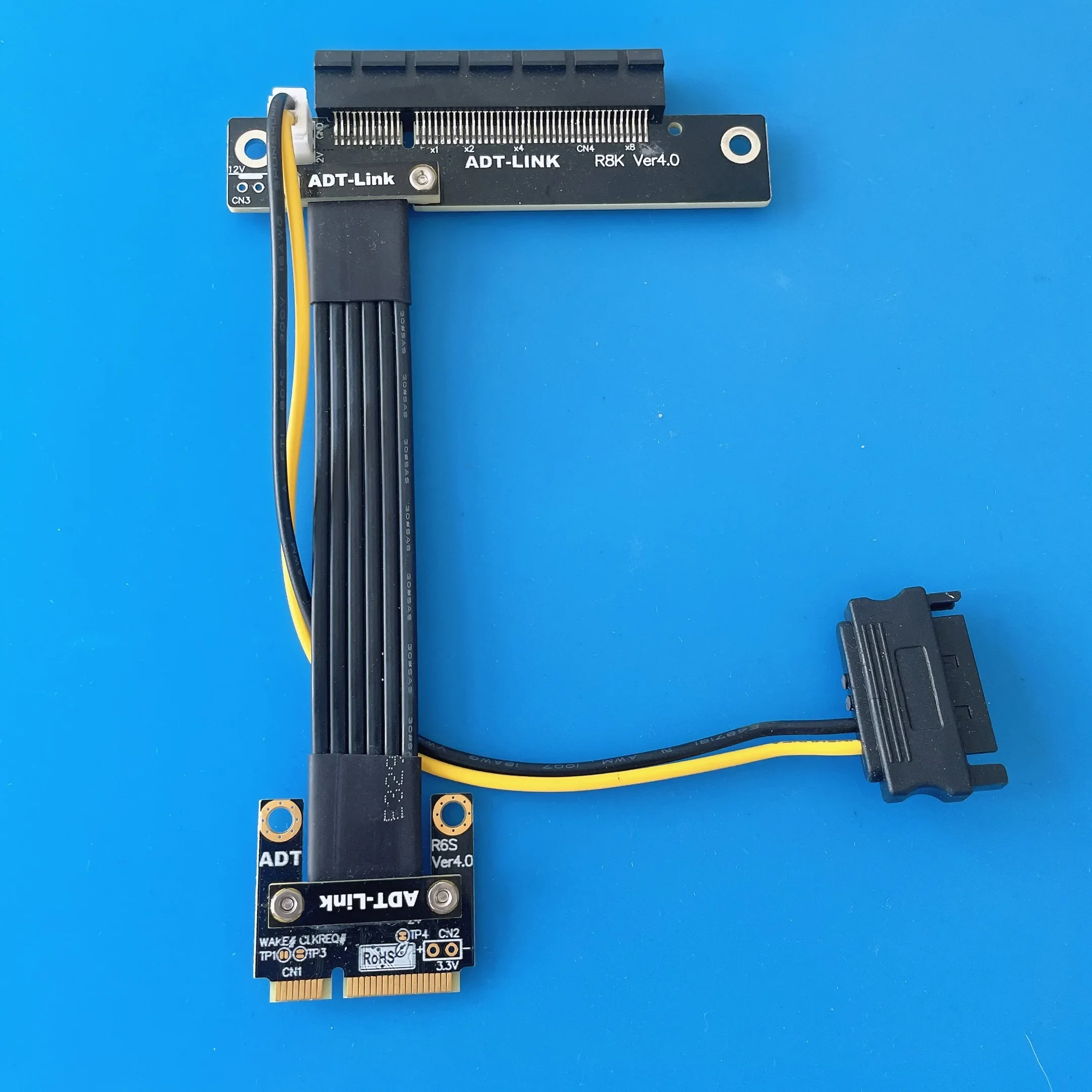 ADT Mini PCIE mPCIe (MiniCard) ke PCIe 4.0x8 PCI-E 8x kabel ekstensi adaptor Gen4 mini-pcie kabel pita dengan Sata Power