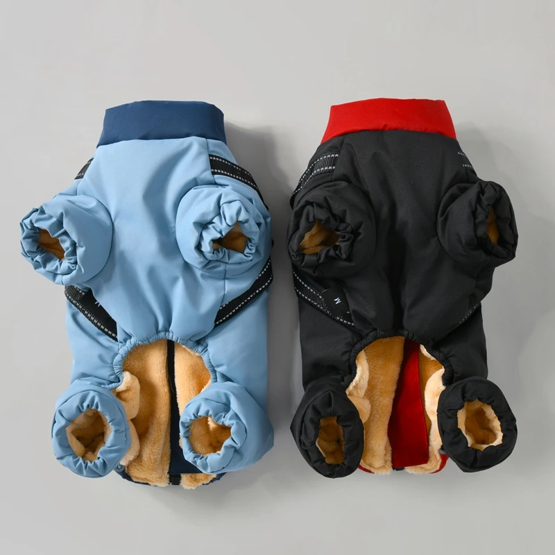 Geschirr Overall Hundekleidung Kleiner Welpe Mittelgroßes Tier Haustier Windjacke Schneeoverall Winter Fleece Polsterung Pudel York Schneeanzug – Detail 3