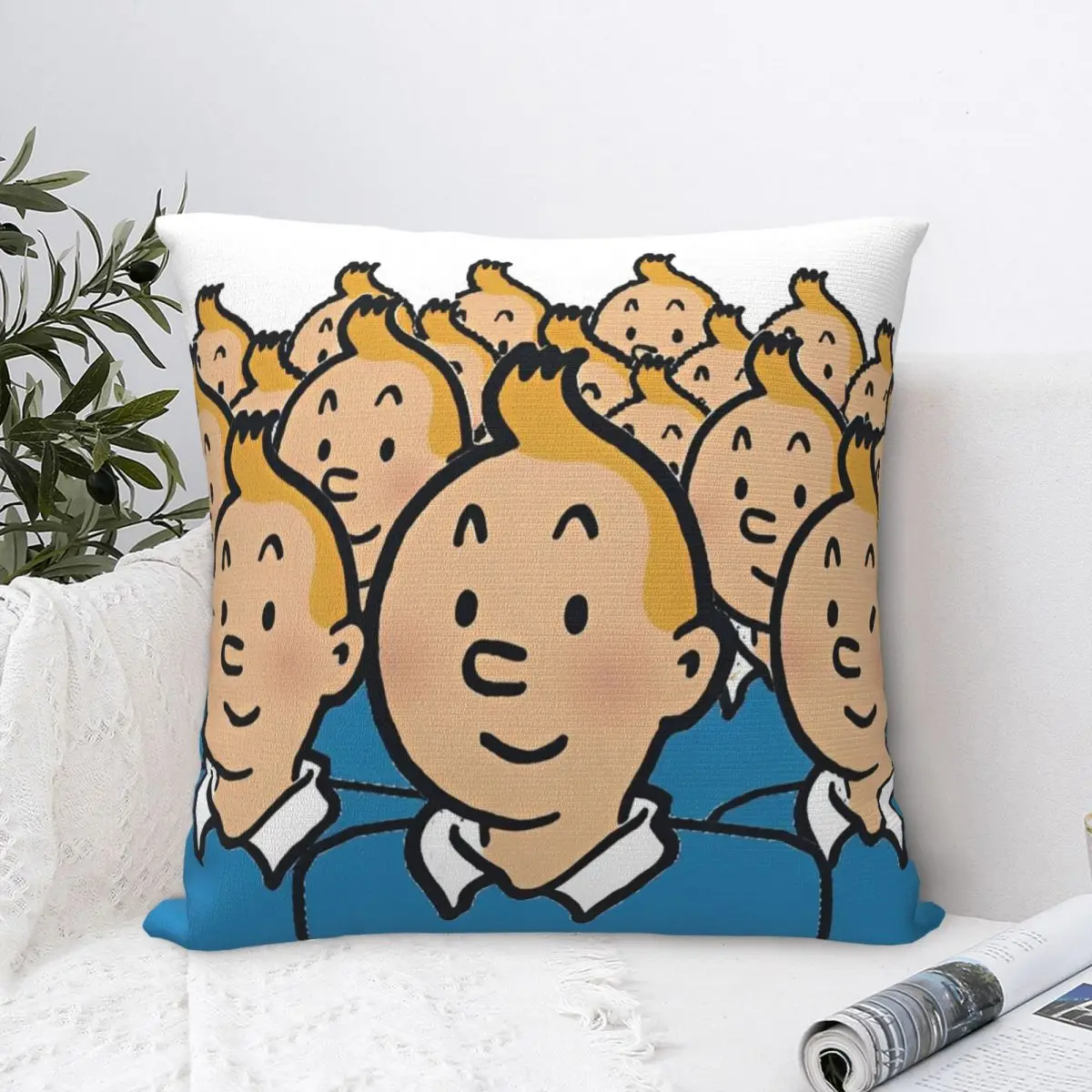 Tintins And Snowy Pillowcases Merch Printed Fabric Cushion Cover Gift Pillow Case Cover Home Square 45*45cm Multiple Sizes