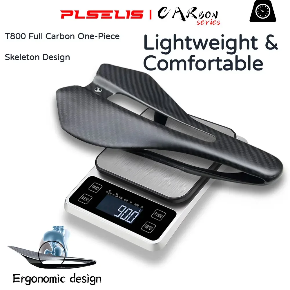 

PLSELIS Carbon Fiber Road Bike Saddle – Ultra-Light Short Nose Design with Hollow Breathable Structure Bicycle components