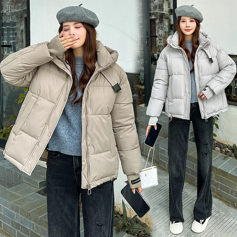 Parka rembourrée en coton surdimensionné pour femme avec poignées amovibles, pardessus femme, veste à capuche, fermeture éclair épaisse, vêtements de neige chauds, hiver, nouveau