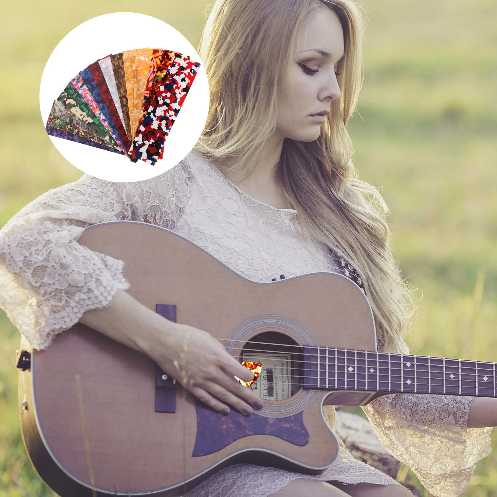 15 Pcs Guitar Pick Material Strips Medium Picks Custom Punch Electric Kit