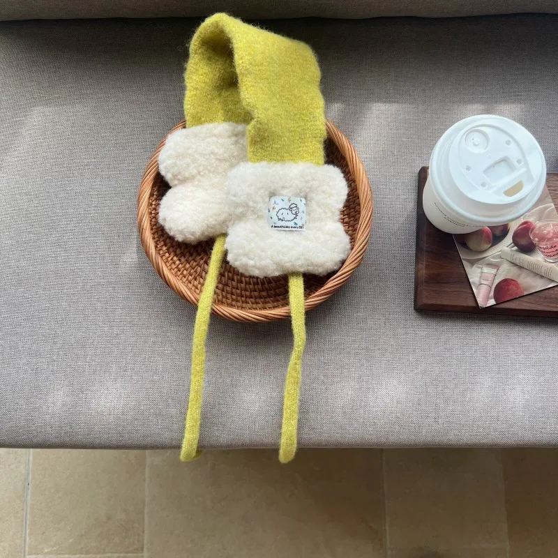 Koreanische, niedliche, gestrickte Ohrenwärmer mit Herbst- und Winter-Schnürverschlüssen, mehrfarbig, frostschutzbeschichtet, warmes Stirnband für Damen. – Detail 3