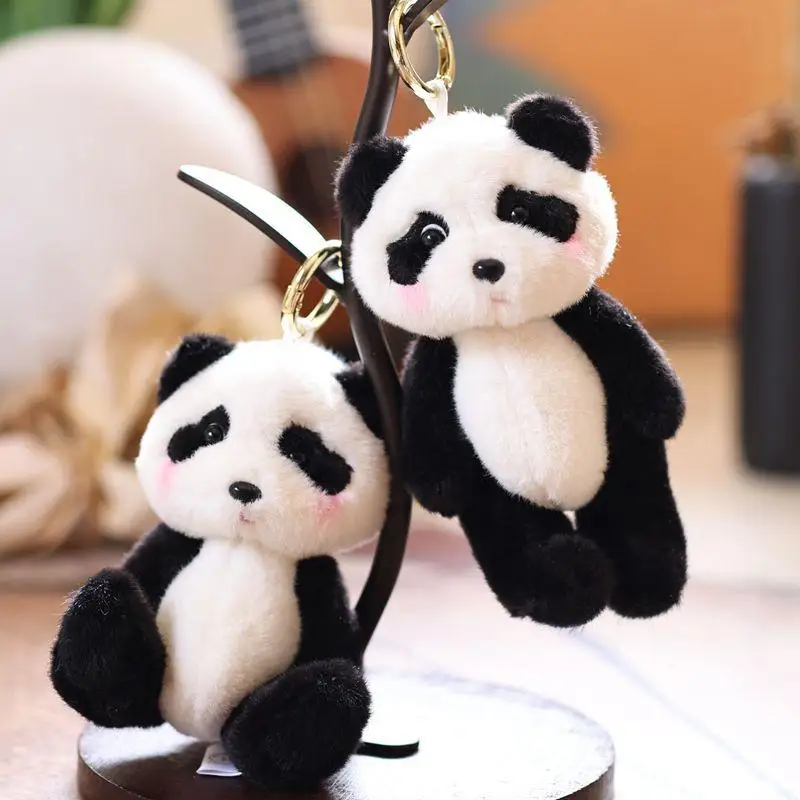 Cute Miniature Panda Stuffed Animal Keyring, Cartoon Plush Doll for Backpack Decoration and Gift