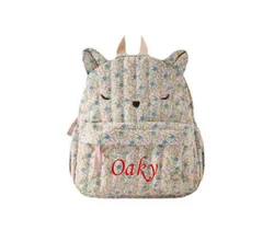 Personalized Kitten Floral Backpack, Children's Backpack, Cute animal Shaped Mini Backpack For Young Children