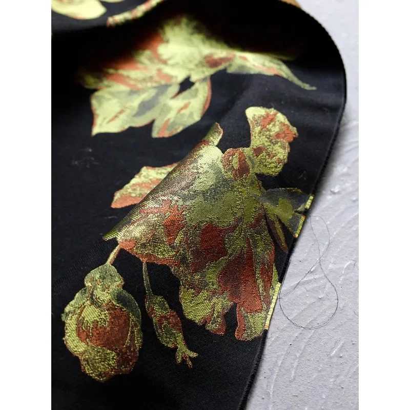 Manoli Black and Green Jacquard Fabric Vintage Chinese Style Cheongsam Dress High-end Clothing Designer Fabric