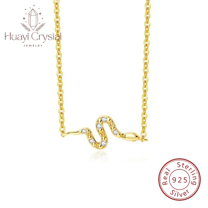 925 sterling silver special-interest design snake necklace female personality micro inlaid zircon clavicle chain