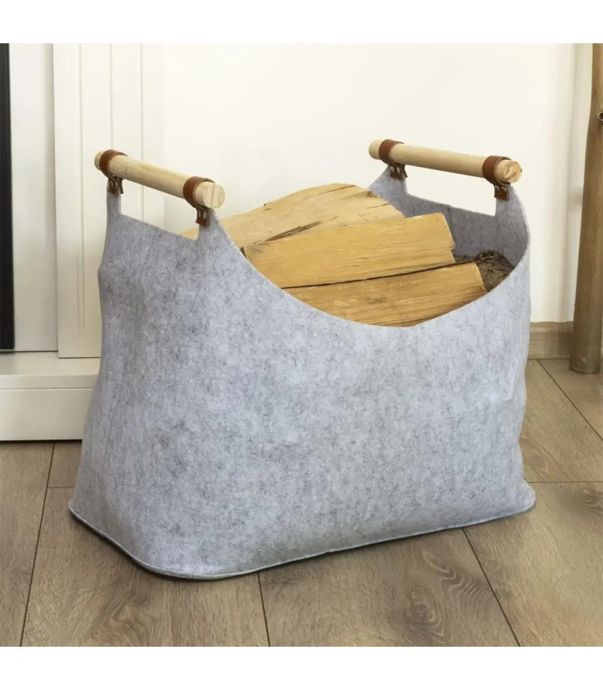 Storage baskets HI felt basket with 2 handles gray 54x30x40 cm