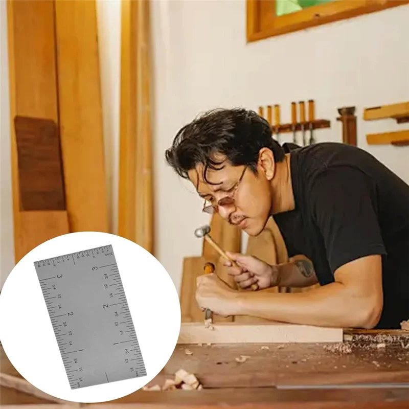 T21C 3In Pocket Rule-Versatile & Matte Woodworking Rulers W/Graduations On All Four Edges For Easy Readability - Marking Tool