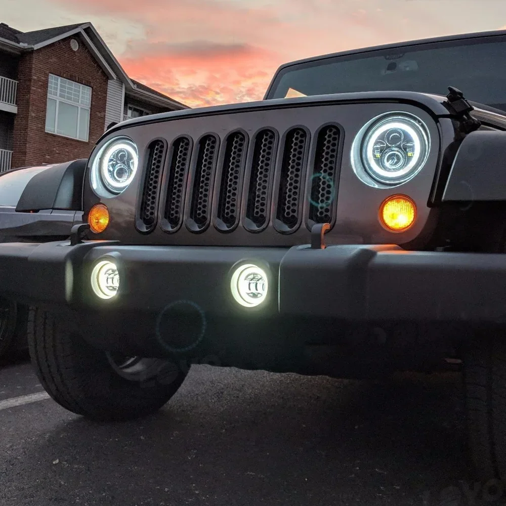 

For Jeep Wrangler 2007-2017 Auto Headlight Assembly Upgrade Car Front lamps LED Fog Light Kit Plug and Play Tools Accessories