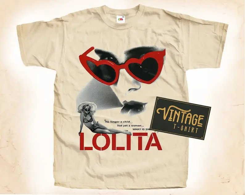 LOLITA T shirt Tee Natural Vintage Cotton Movie Poster Beige All Sizes