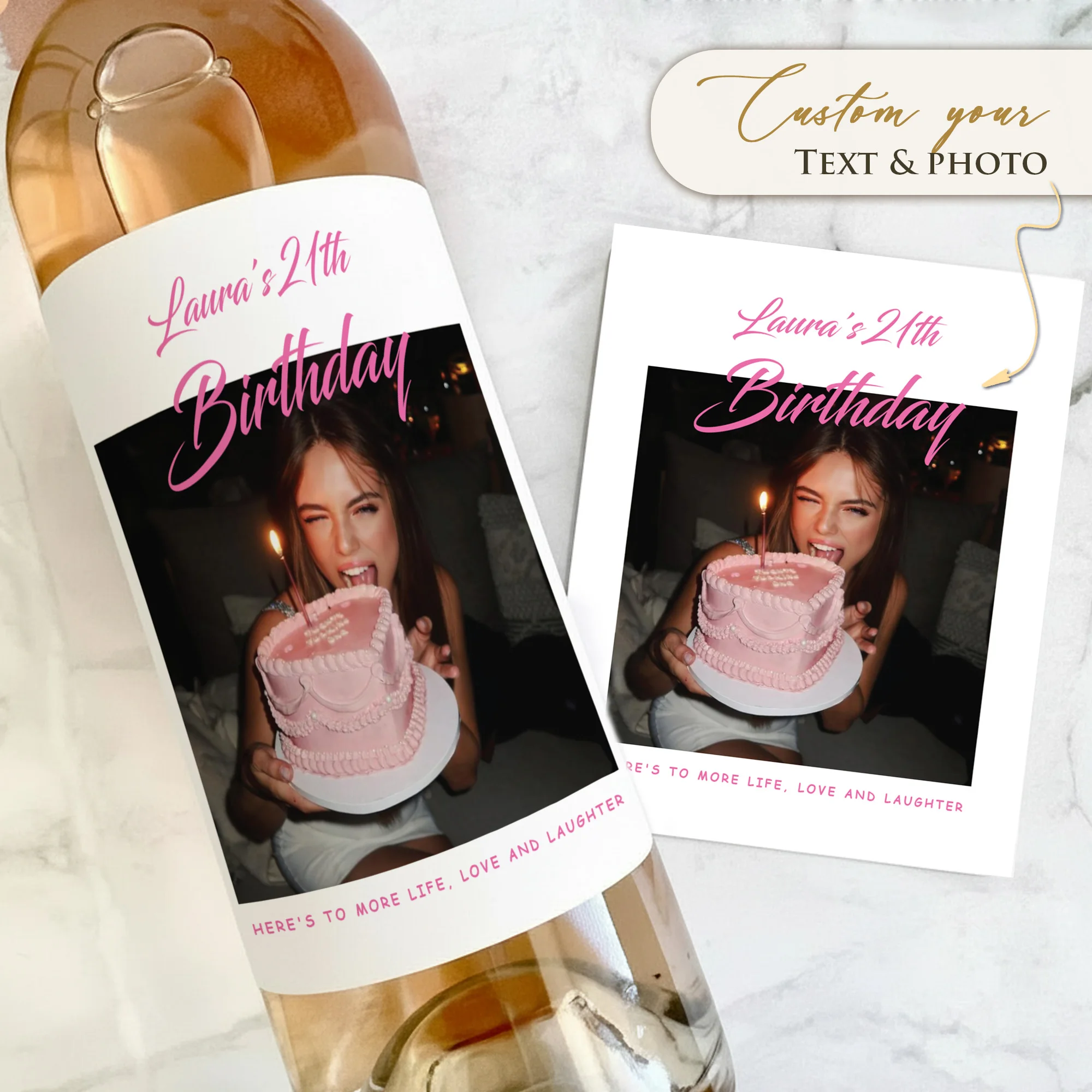 Benutzerdefinierte Weinflaschen-Aufkleber, personalisierte Vinyl-Aufkleber, Fotoetiketten, wasserfeste Aufkleber für Geburtstag, Jahrestag, Geschenkdekoration