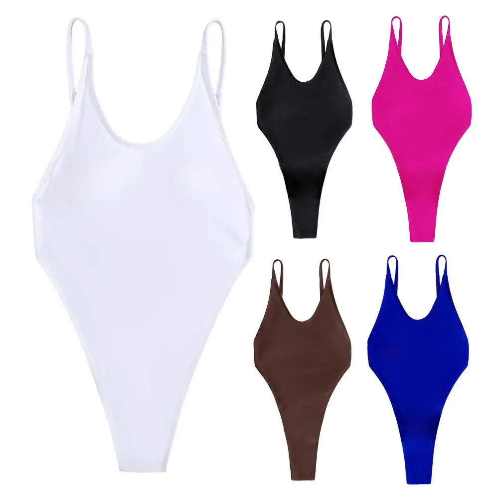 Maillot de bain dos nu élégant col en v Monokini maillot de bain pour femmes dos nu une pièce Bikini avec ajustement améliorant les figures maillots de bain sexy