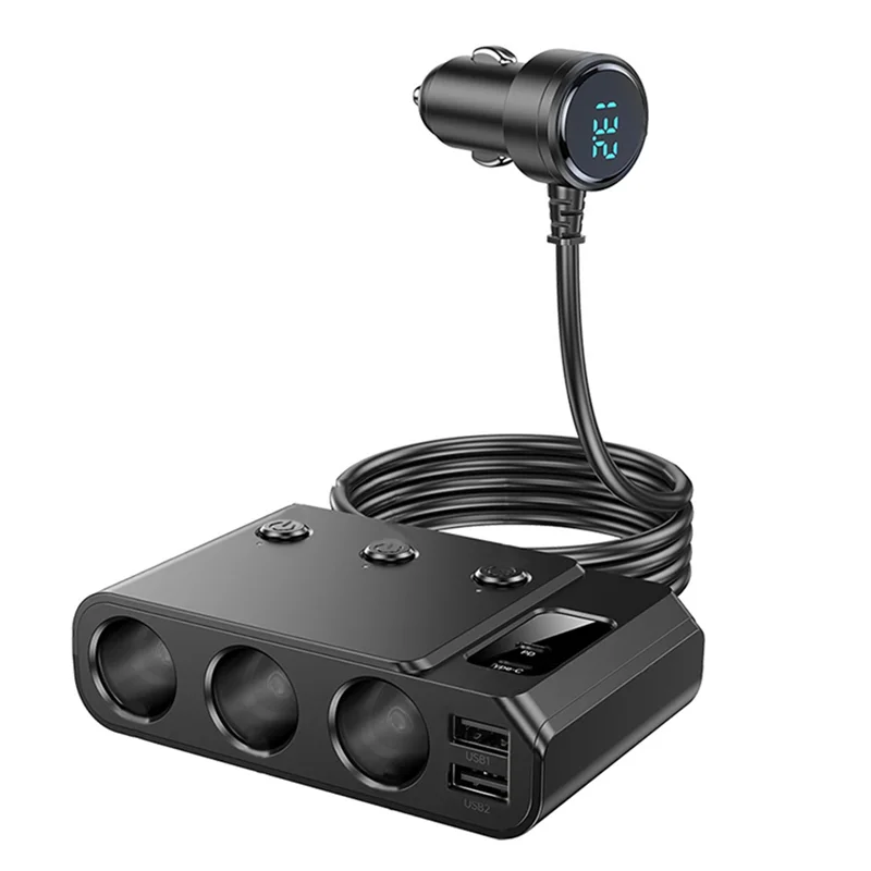 CJSD-1In7 High-Efficiency Car Charger With Cigarette Lighter Plug, USB3.0 And PD Interface, Suitable For 12-24V Auto