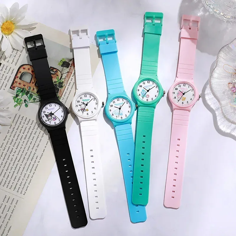 Sanrio Children Watch Kuromi My Melody Quartz Watch Cinnamoroll Pochacco Anime Children'S Student Silicone Watch Toys