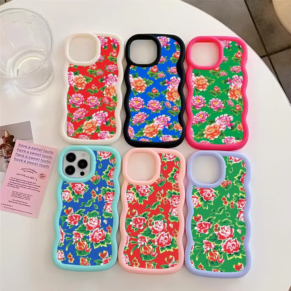 Northeast China K-pop Floral Fabric Phone Case Pink Cute Girls New Wave Corners Macaron For IPhone 16 15 14 13 12 11 X Vivo Sa