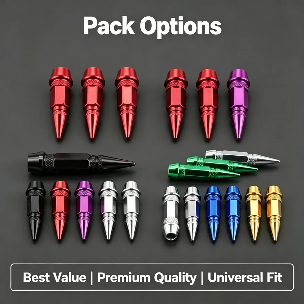 Spike Tire Valve Stem Caps Aluminum Alloy Bullet Design 45mm/60mm 8 Colors Universal Car Motorcycle Wheel Dust Cover Accessories