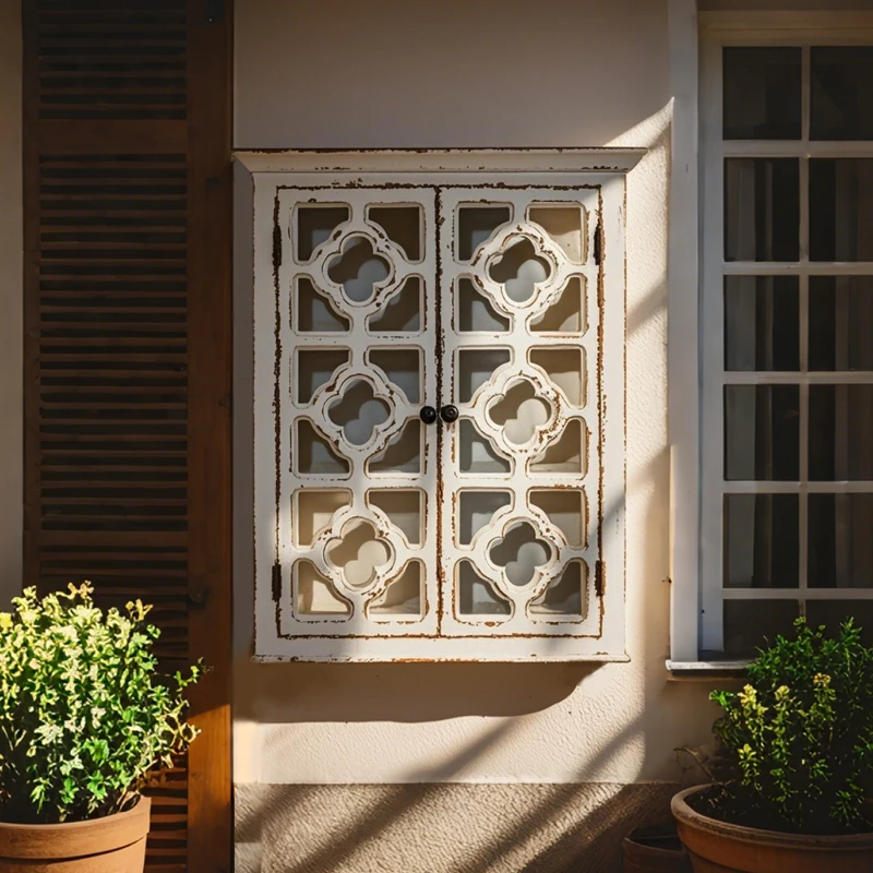 

retro glass door locker solid wood old wall-mounted cabinet decorative key gardening grocery storage wall cabinet